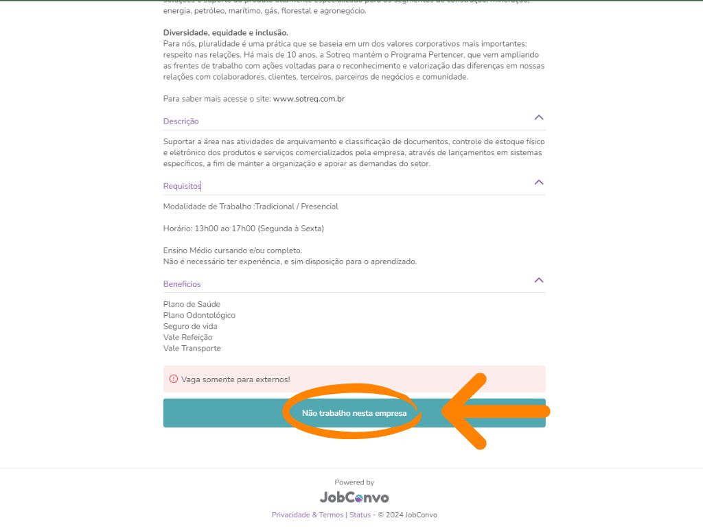 MP - Jovem Aprendiz Grupo Sotreq: quarta imagem do tutorial de inscrição da vaga