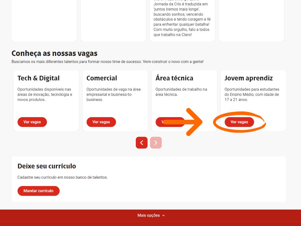 MP - Jovem Aprendiz Claro: segunda imagem do tutorial de inscrição da matéria