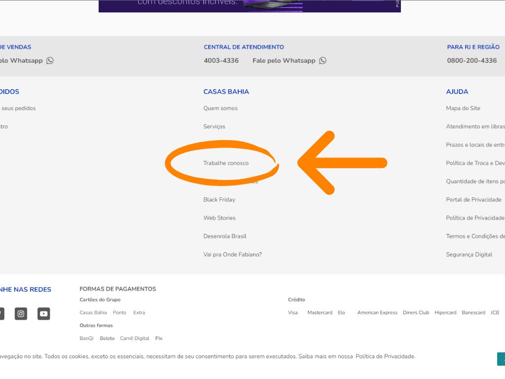 MP - Jovem Aprendiz Casas Bahia: primeira imagem do tutorial de inscrição da vaga