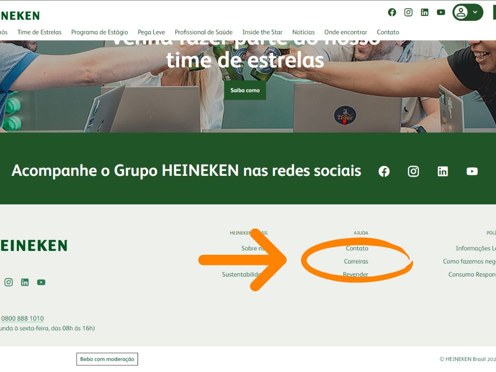MP - Jovem Aprendiz Heineken: primeira imagem do tutorial de inscrição da vaga